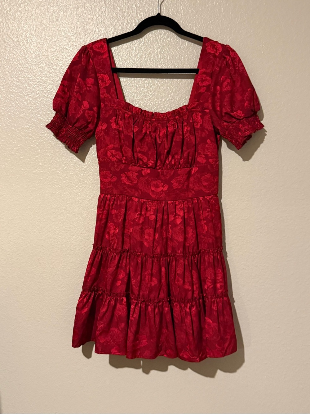 Altar'd State Red Floral Tiered Dress
